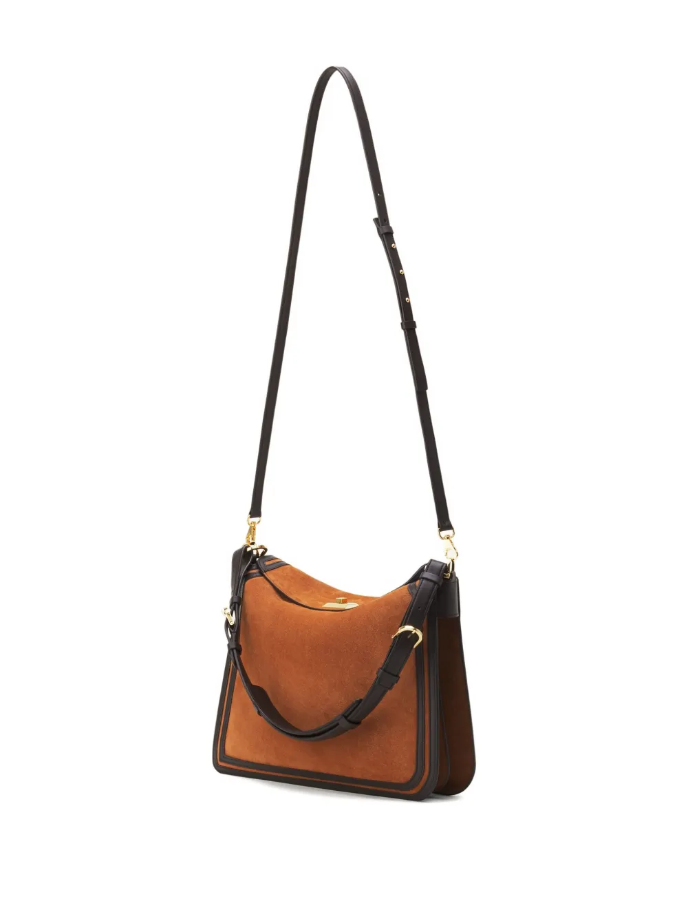 Lanvin Compagnon Asymmetrical Bag In Suede In Brown