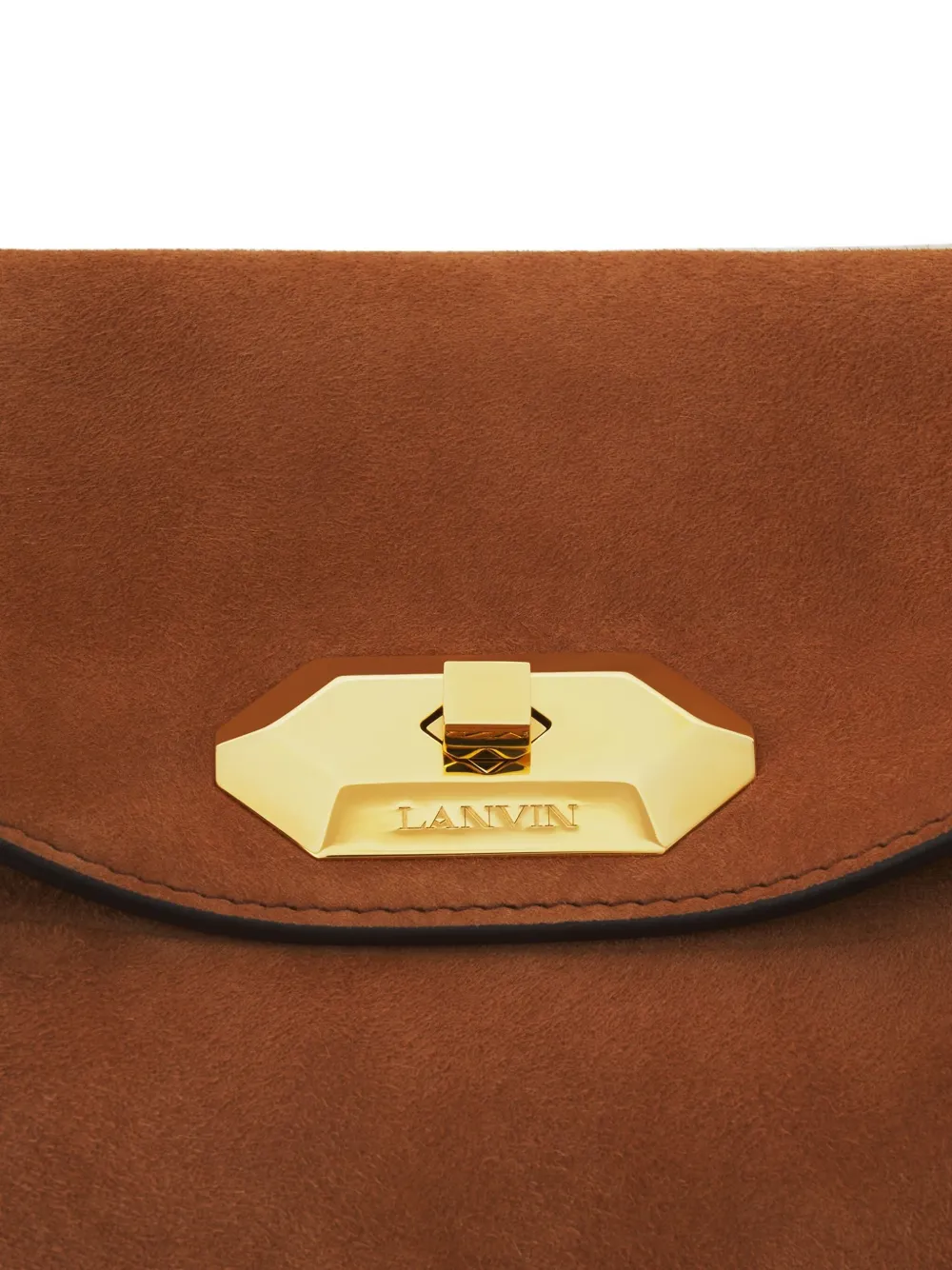 Lanvin Compagnon Asymmetrical Bag In Suede In Brown