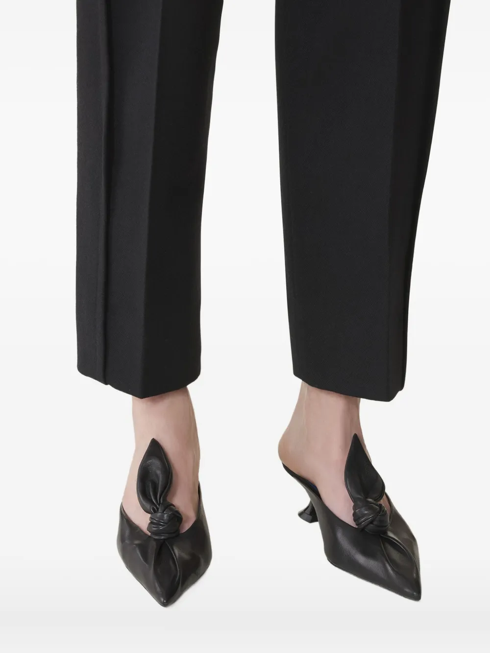 Lanvin Knotted Pointed-toe Mules In Black