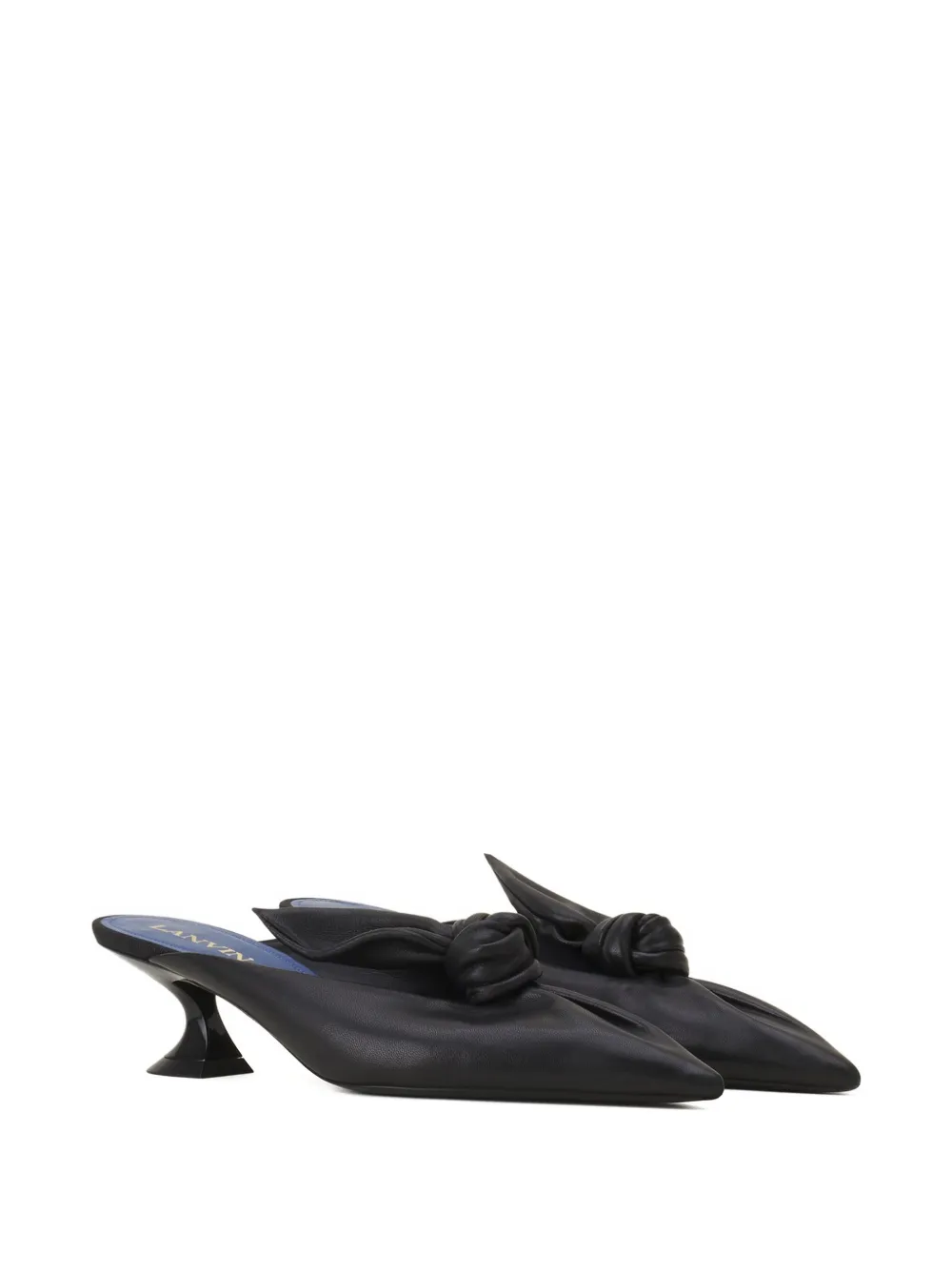 Lanvin Knotted Pointed-toe Mules In Black