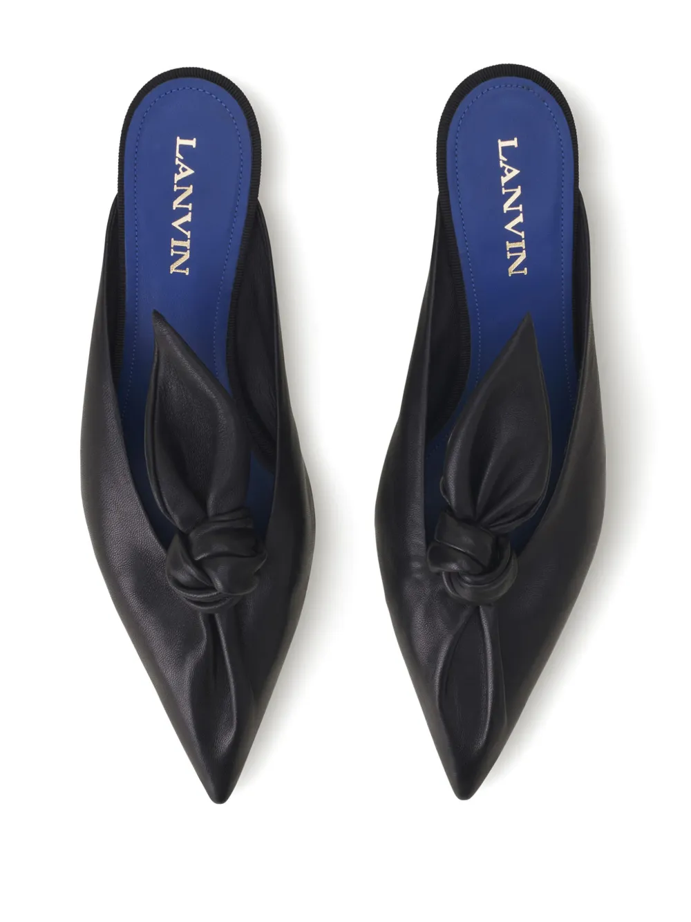 Lanvin Knotted Pointed-toe Mules In Black