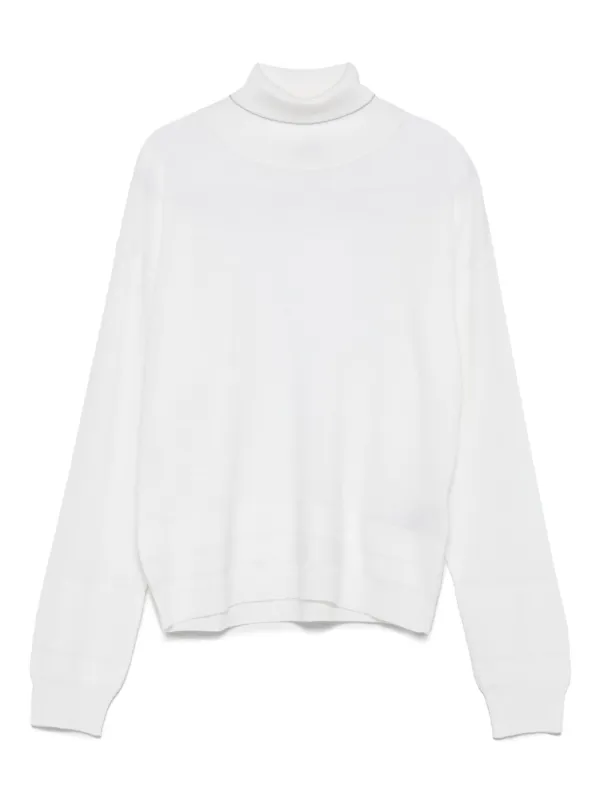 Eleventy Turtleneck Wool Sweater in White