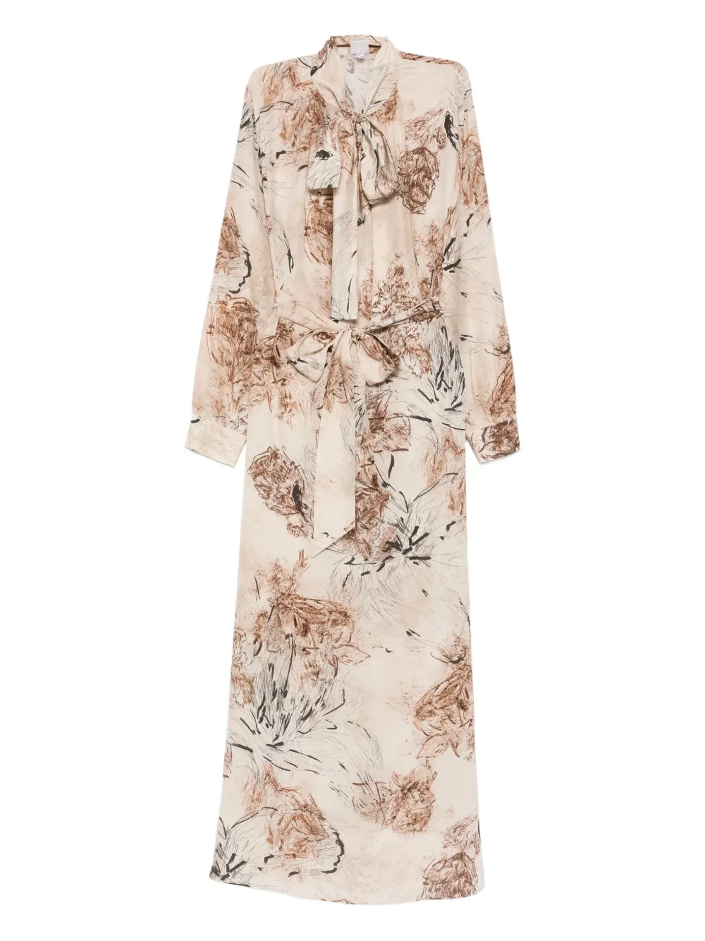 Eleventy floral-print tie-neck dress | Neutrals | Image 1