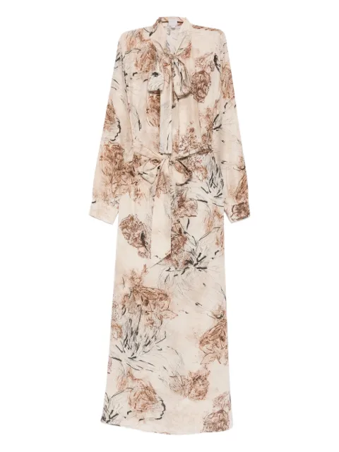 Eleventy floral-print tie-neck dress