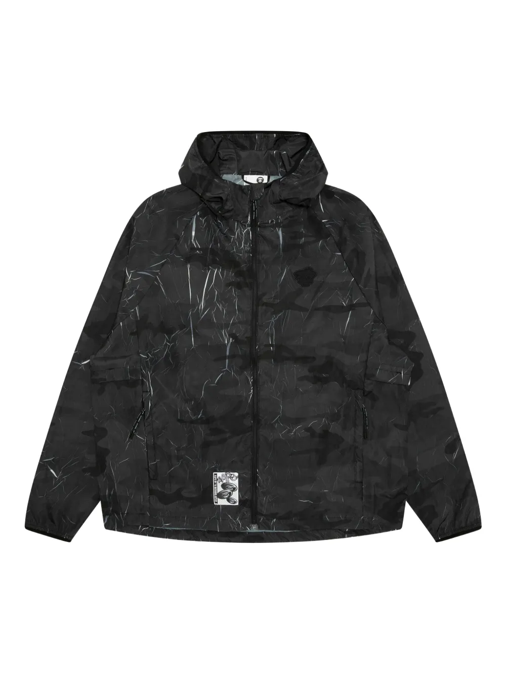 AAPE BY *A BATHING APE camouflage-print hooded jacket Zwart