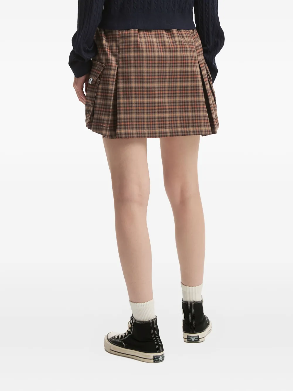 Chocoolate Checked-pattern Pleated Mini Skirt In Brown