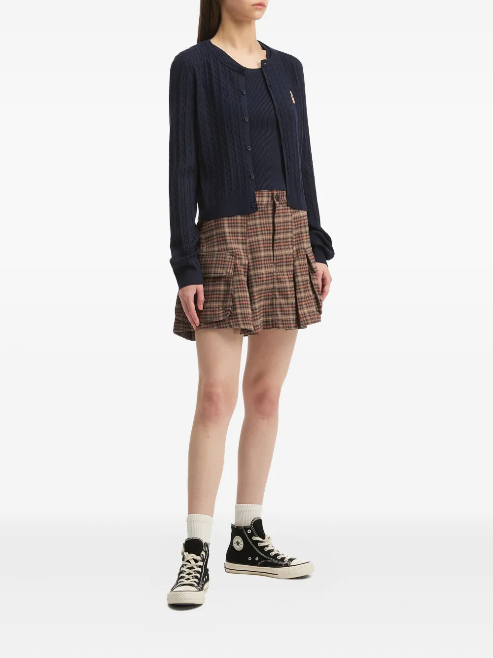 CHOCOOLATE checked-pattern pleated mini skirt - Bruin