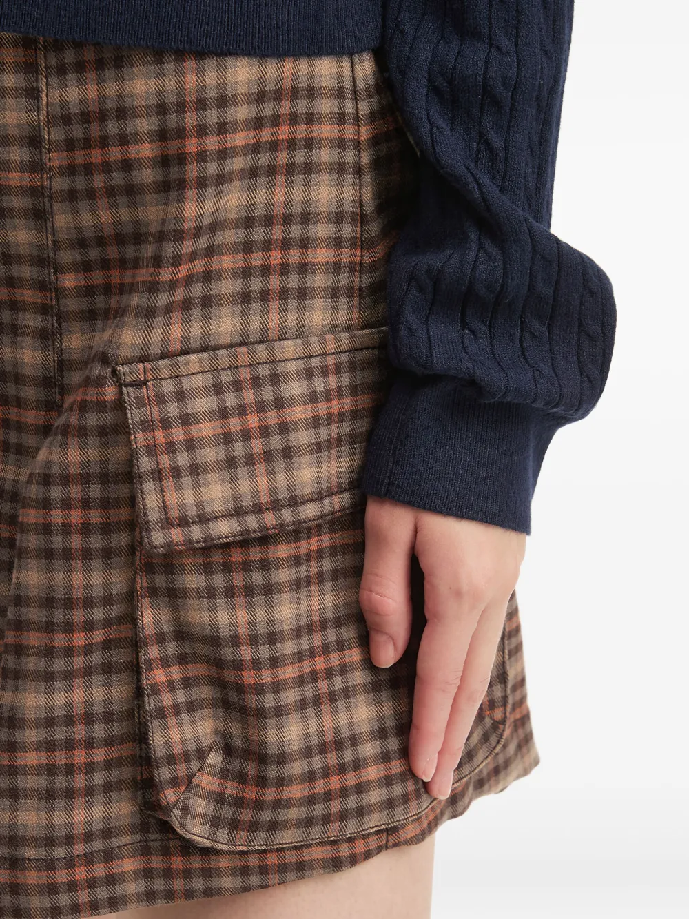 Chocoolate Checked-pattern Pleated Mini Skirt In Brown