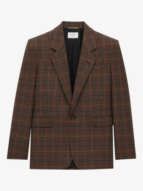 Saint Laurent Blazer xadrez de lã com abotoamento simples