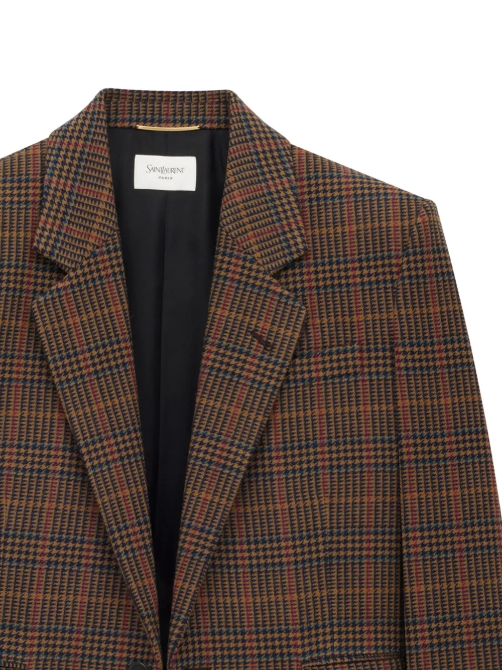Saint Laurent checked single-breasted wool blazer Bruin