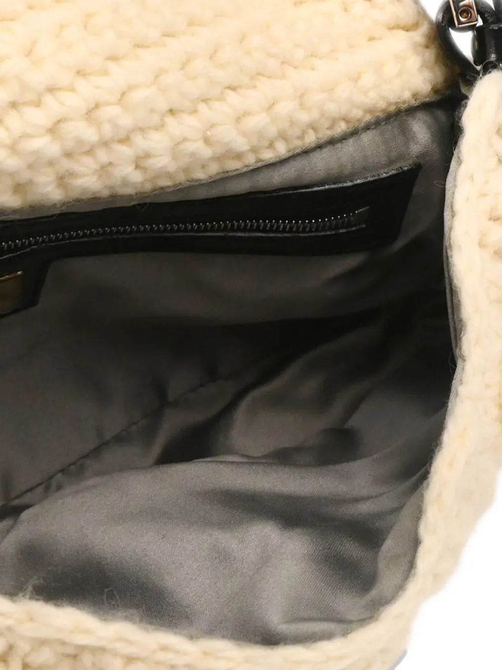 Pre-owned Fendi 1990-2000s Cable-knit Handbag In Neutral
