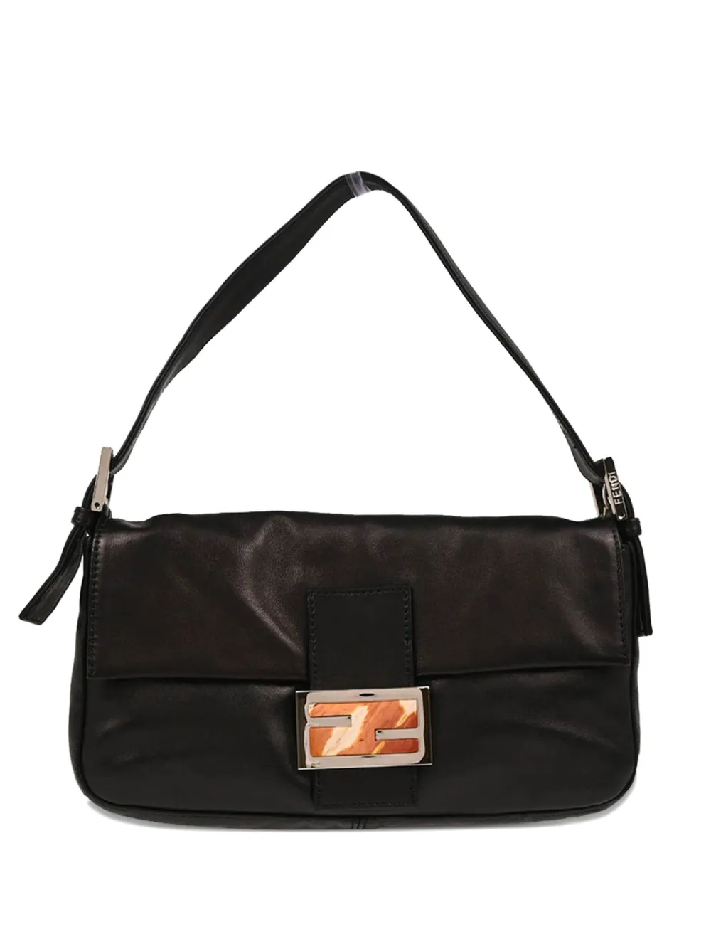 Fendi Pre-Owned 1990-2000s Leather Flap Baguette Handbag | Black | Image 1