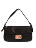 Fendi Pre-Owned 1990-2000s Leather Flap Baguette Handbag - Black