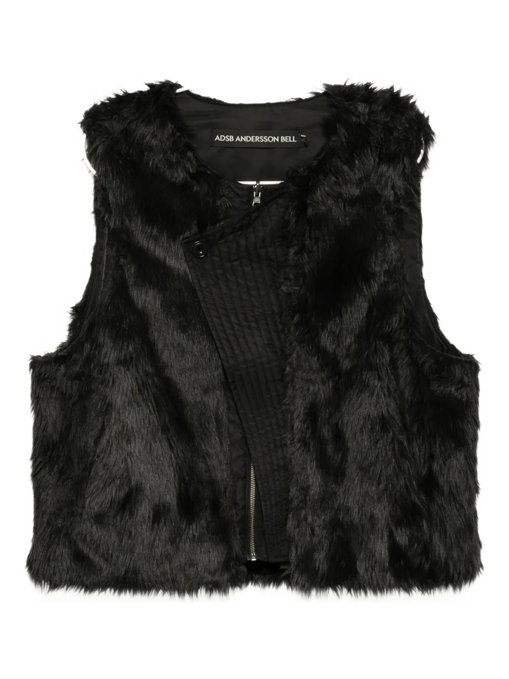 Andersson Bell Zip-up Collarless Vest In Black