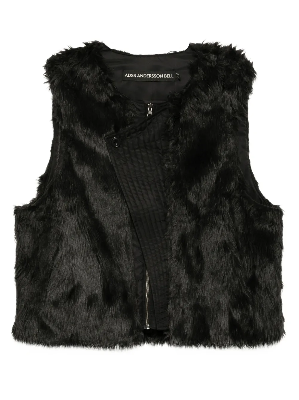Andersson Bell zip-up collarless vest | Black | Image 1