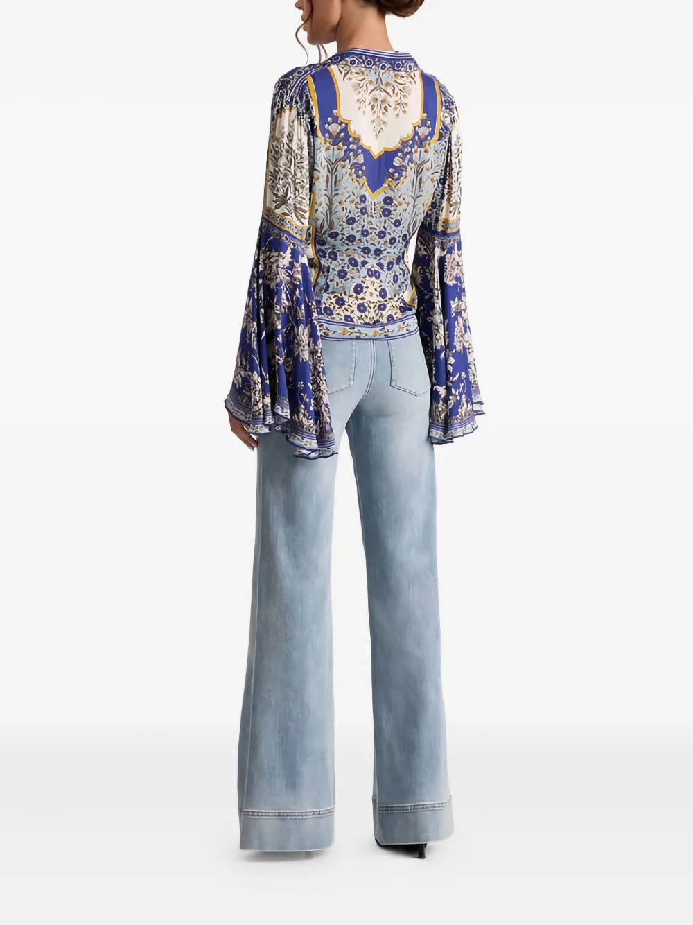 Alice And Olivia Floral-pattern Shirt In Blue