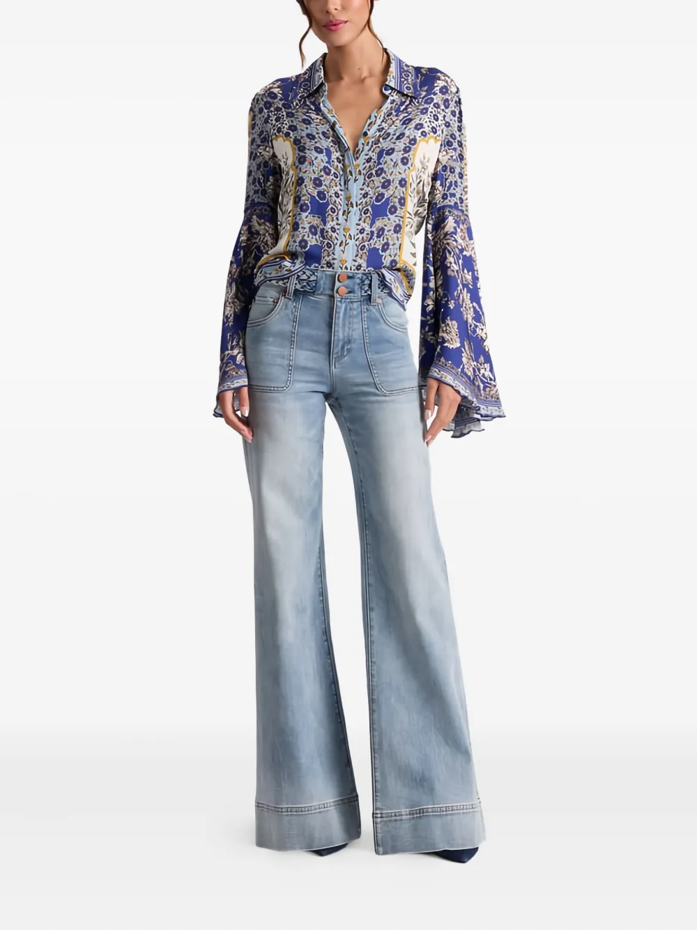 Alice And Olivia Floral-pattern Shirt In Blue
