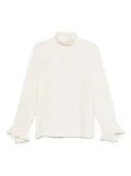Alberto Biani high-neck bell-sleeve blouse - Neutrals