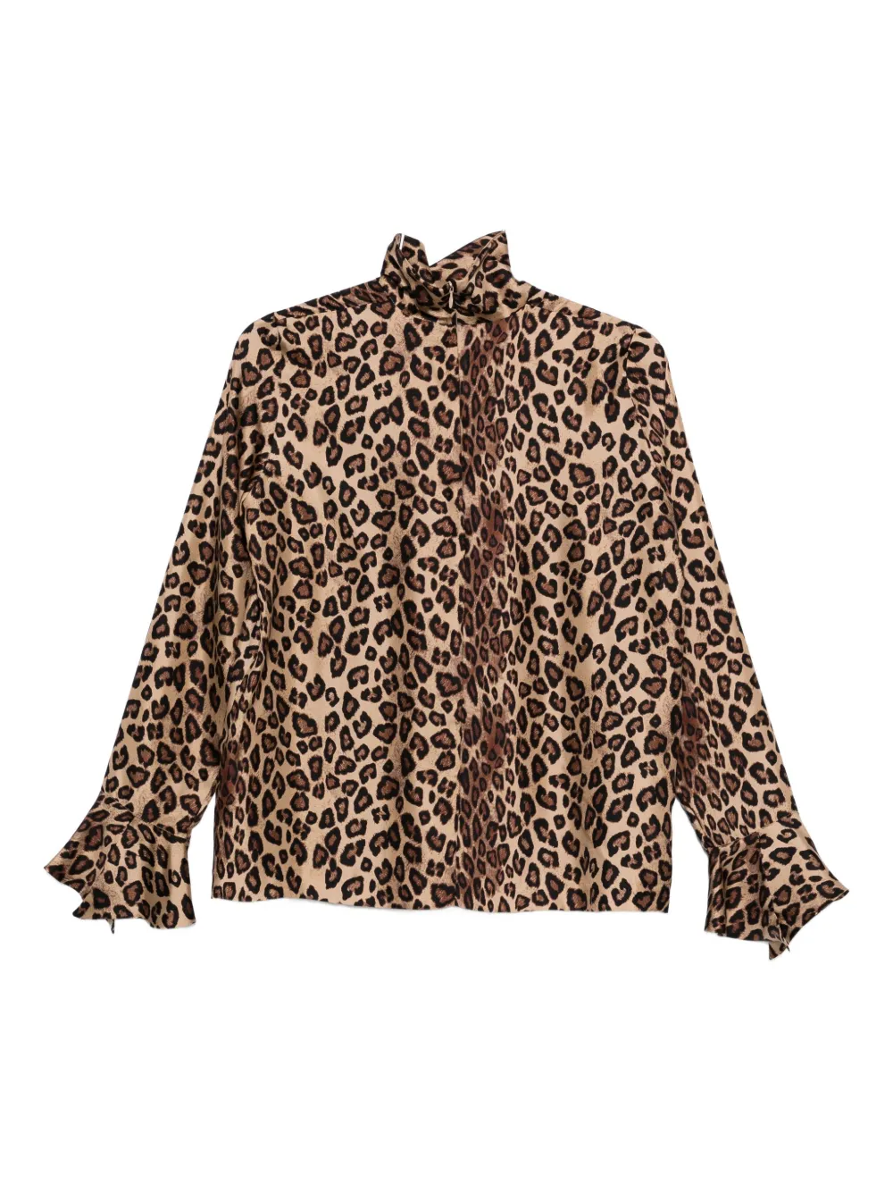 Alberto Biani leopard-print high-neck blouse - Bruin