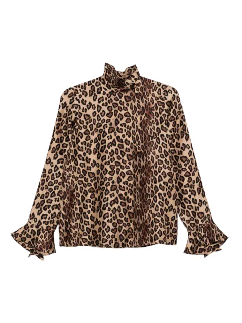 Alberto Biani leopard-print high-neck blouse