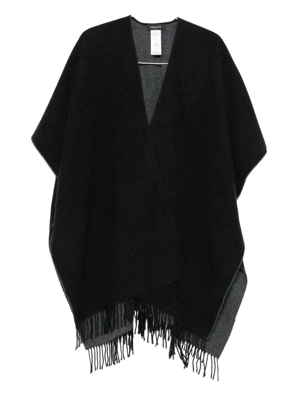 Fabiana Filippi fringed v-neck poncho Grijs