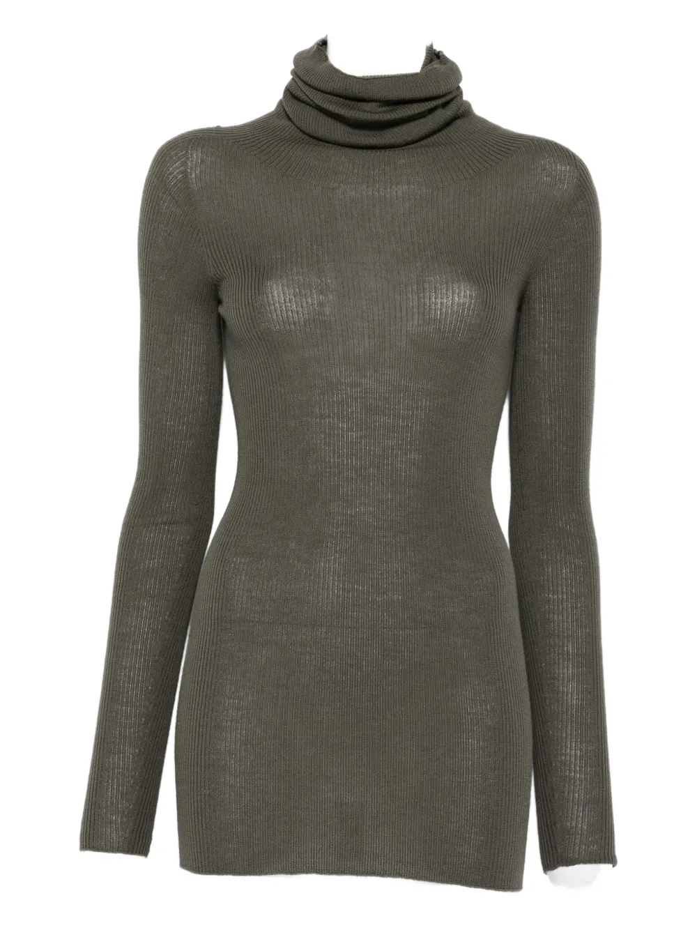 Rick Owens Ribbed Turtleneck Sweater In Black