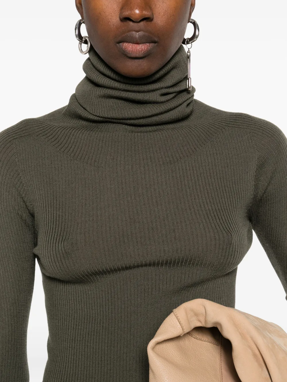 Rick Owens Ribbed Turtleneck Sweater In Black