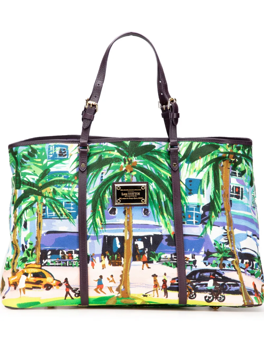 Pre-owned Louis Vuitton 2011 Ailleurs Cabas Promenade Gm Tote Bag In Blue