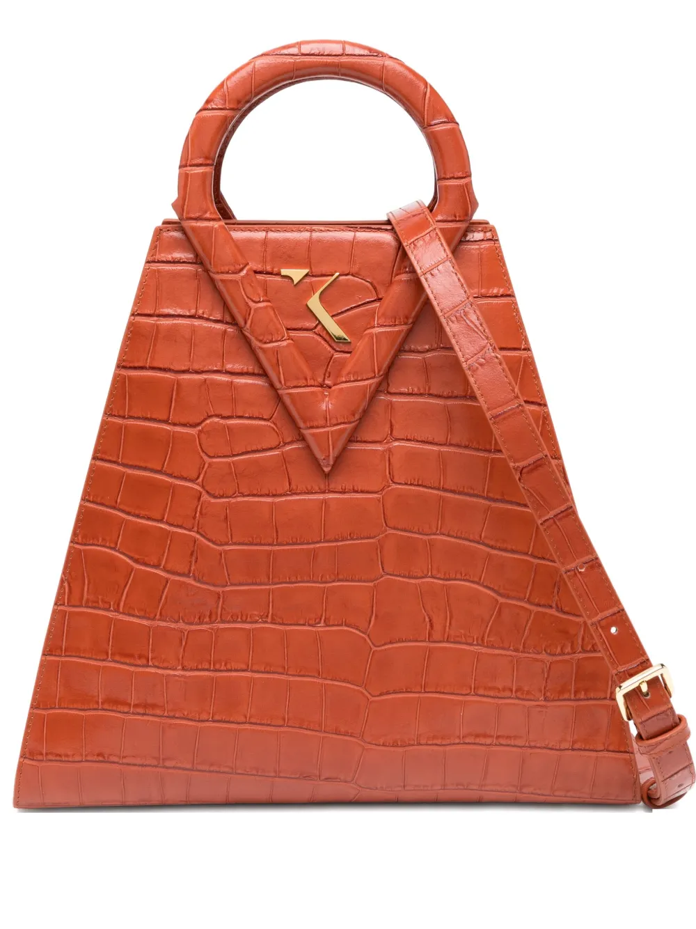 Saiid Kobeisy Embossed-crocodile Structured Tote Bag In Brown