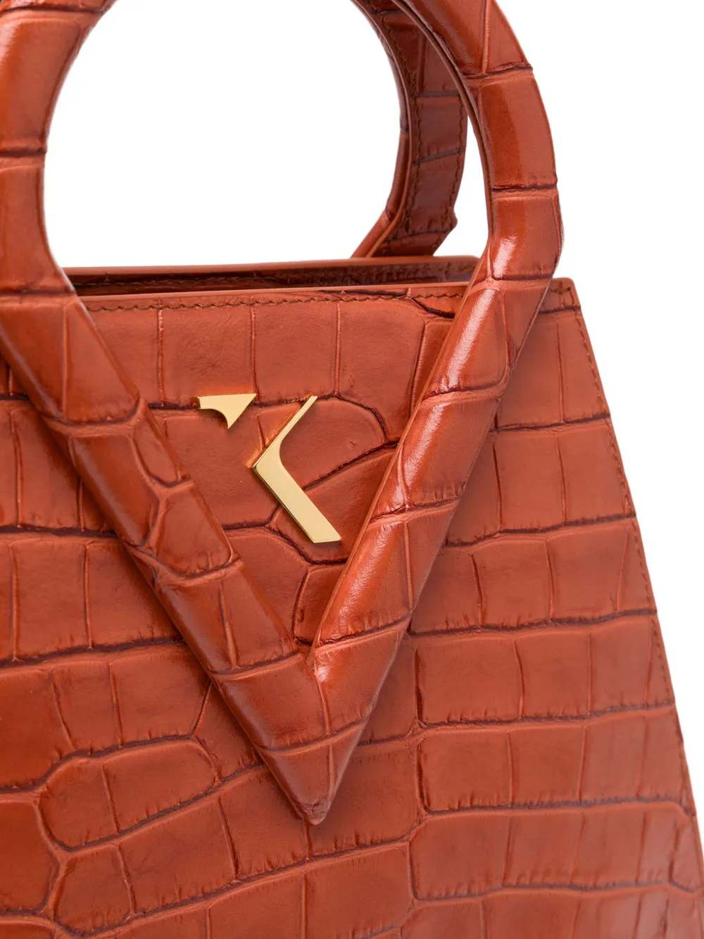Saiid Kobeisy Embossed-crocodile Structured Tote Bag In Brown