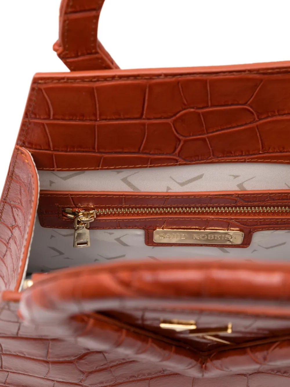Saiid Kobeisy Embossed-crocodile Structured Tote Bag In Brown