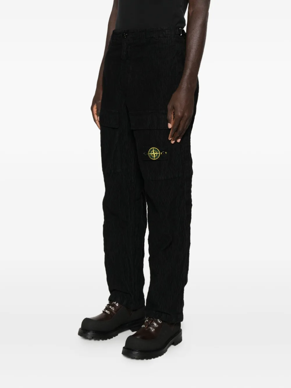 Stone Island Cargo broek met logopatch Zwart
