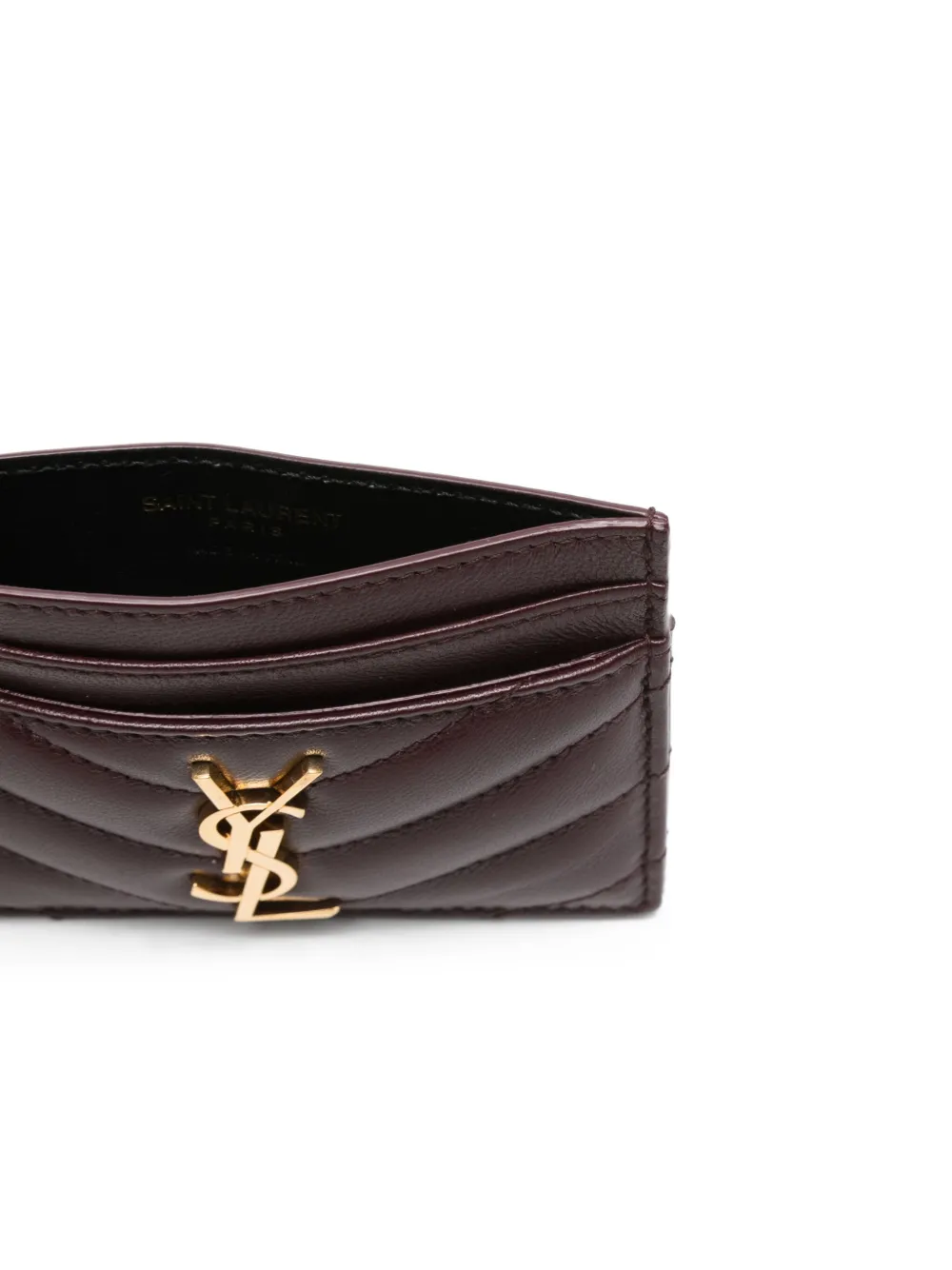 Saint Laurent Cassandre Card Case In Lambskin In Brown