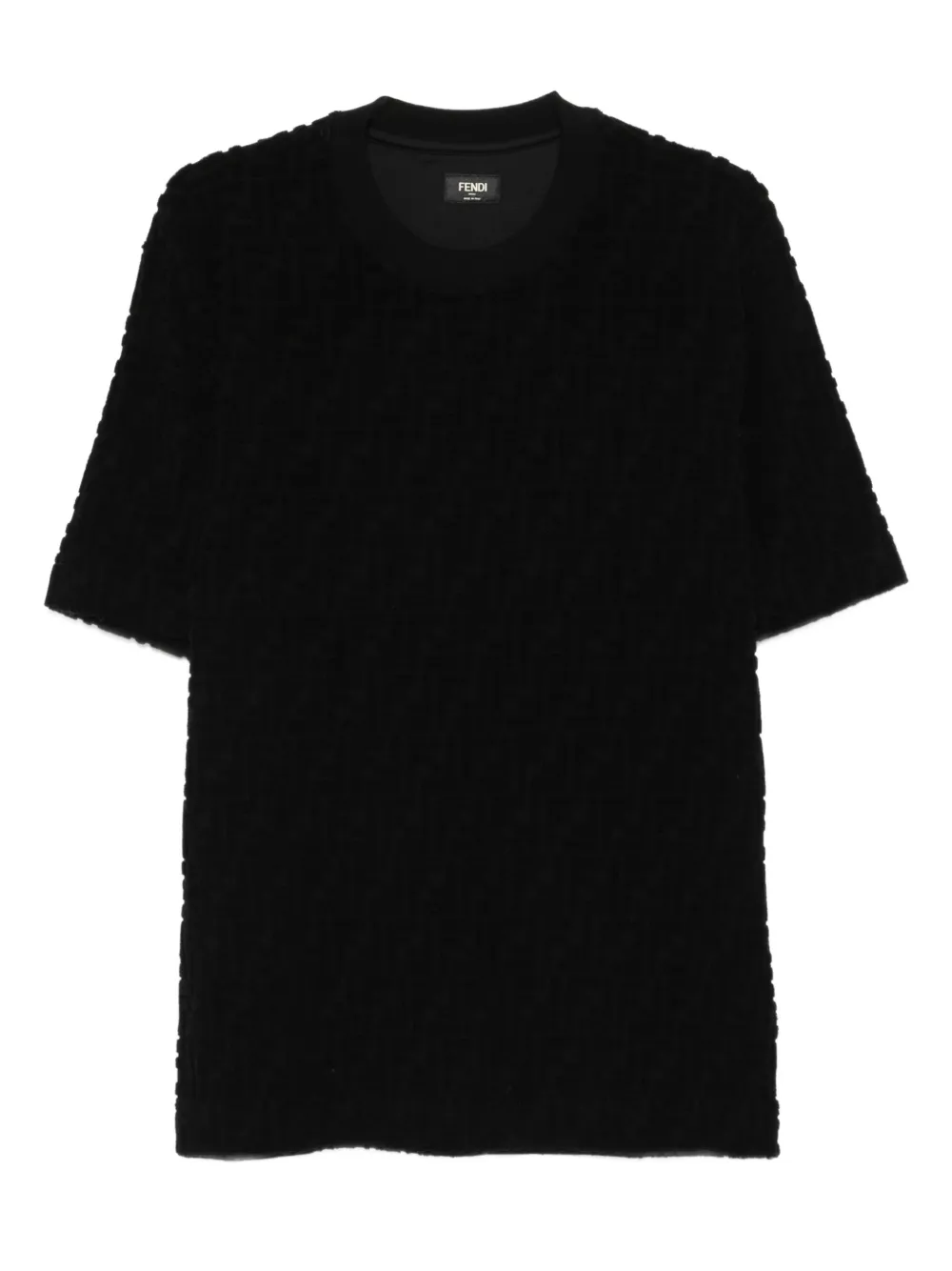 FENDI textured crew-neck T-shirt Zwart