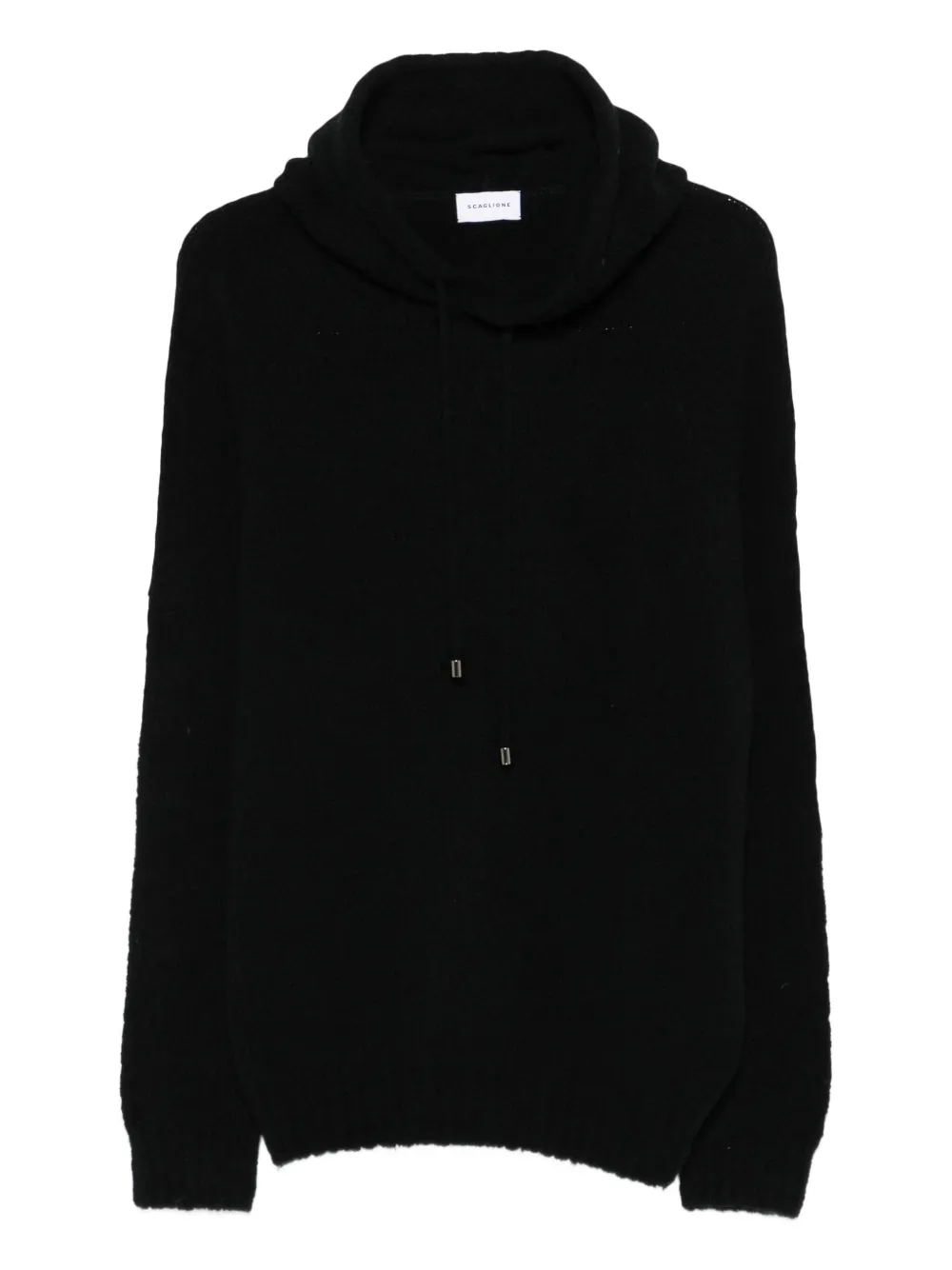 hooded ribbed sweater