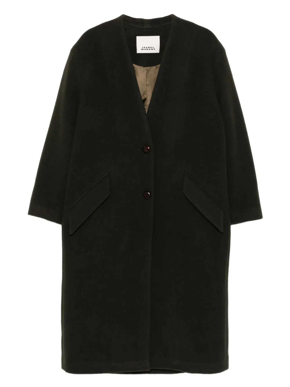 Isabel Marant Button-front Patch-pocket Coat In Green
