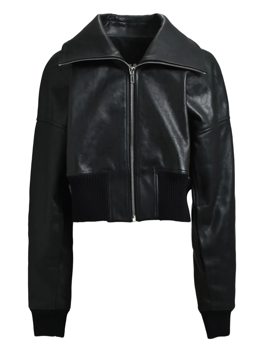 Rick Owens cropped leather zip-front jacket | Black | Image 1