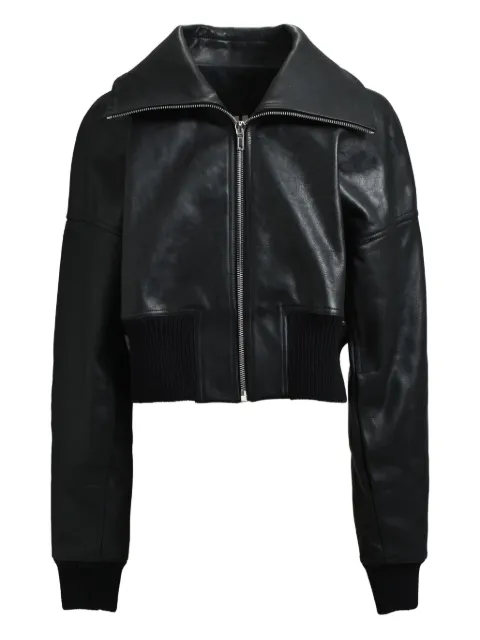 Rick Owens cropped leather zip-front jacket