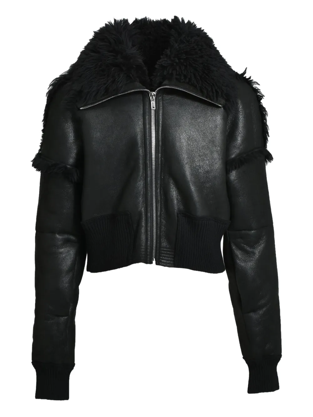 Rick Owens Dracucollar Shearling-lined Leather Jacket In Black