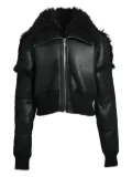 Rick Owens shearling-trimmed leather jacket - Black