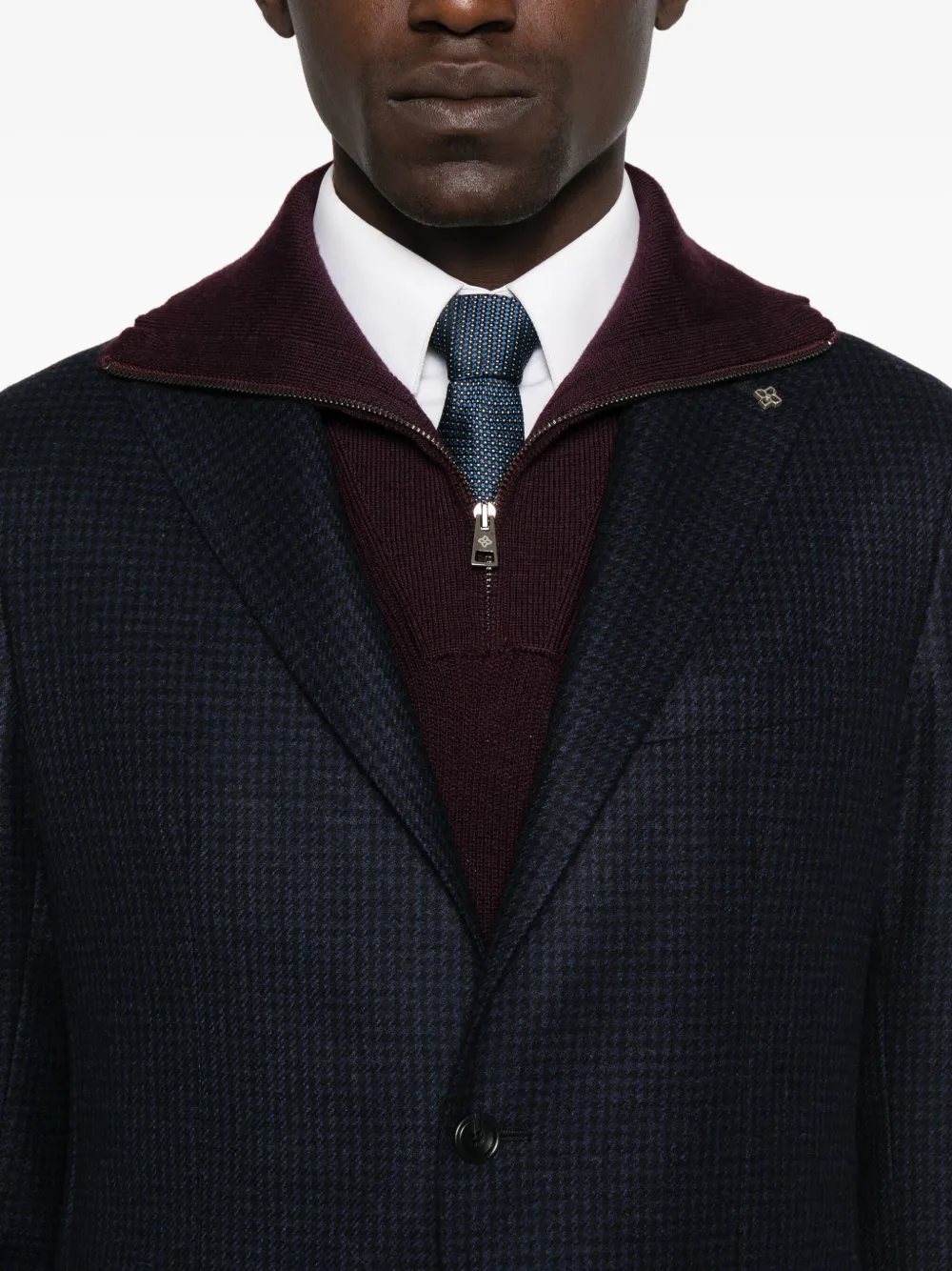 Tagliatore Wollen jack met pied-de-poule print Blauw