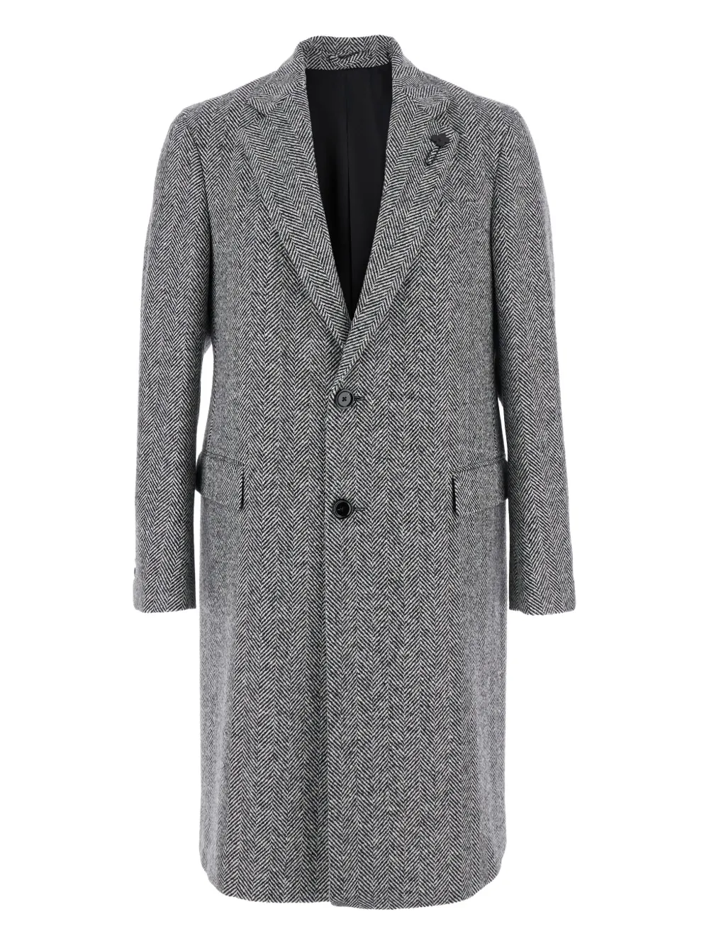 herringbone single-breasted coat