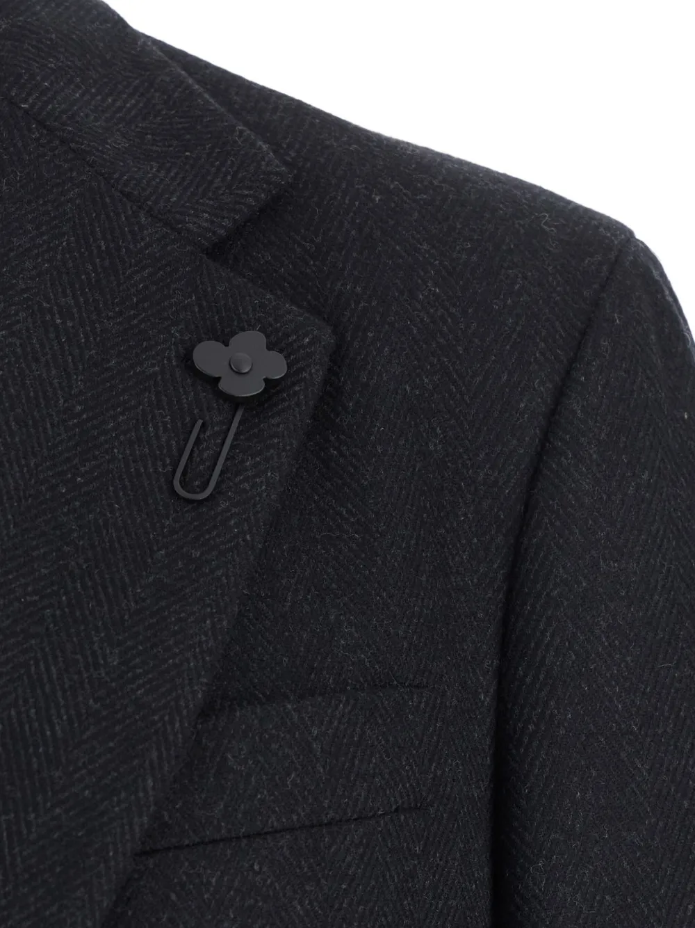 Lardini Jas verfraaid met bloemen en visgraatpatroon Zwart