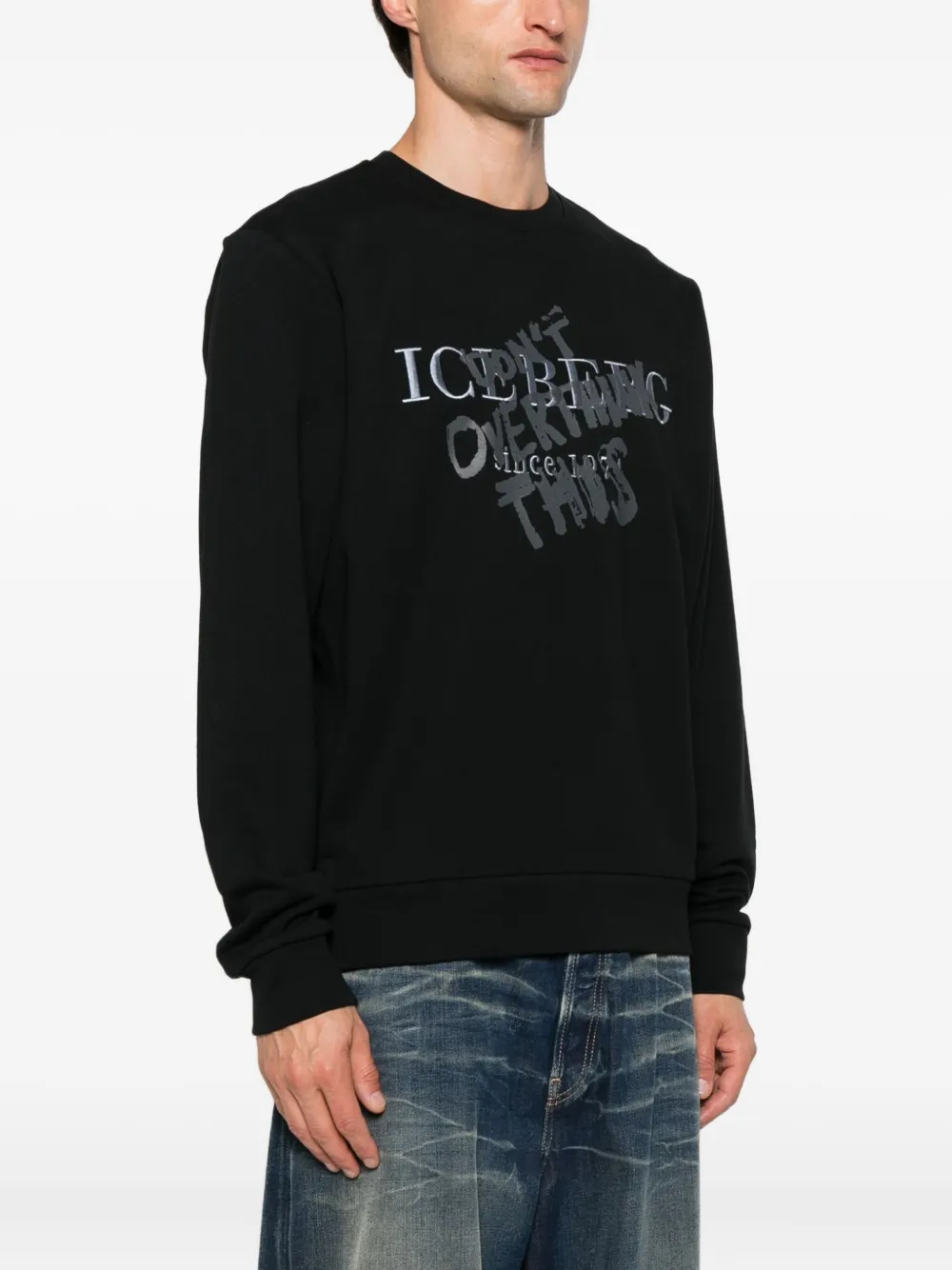 Iceberg logo-print cotton sweatshirt Zwart