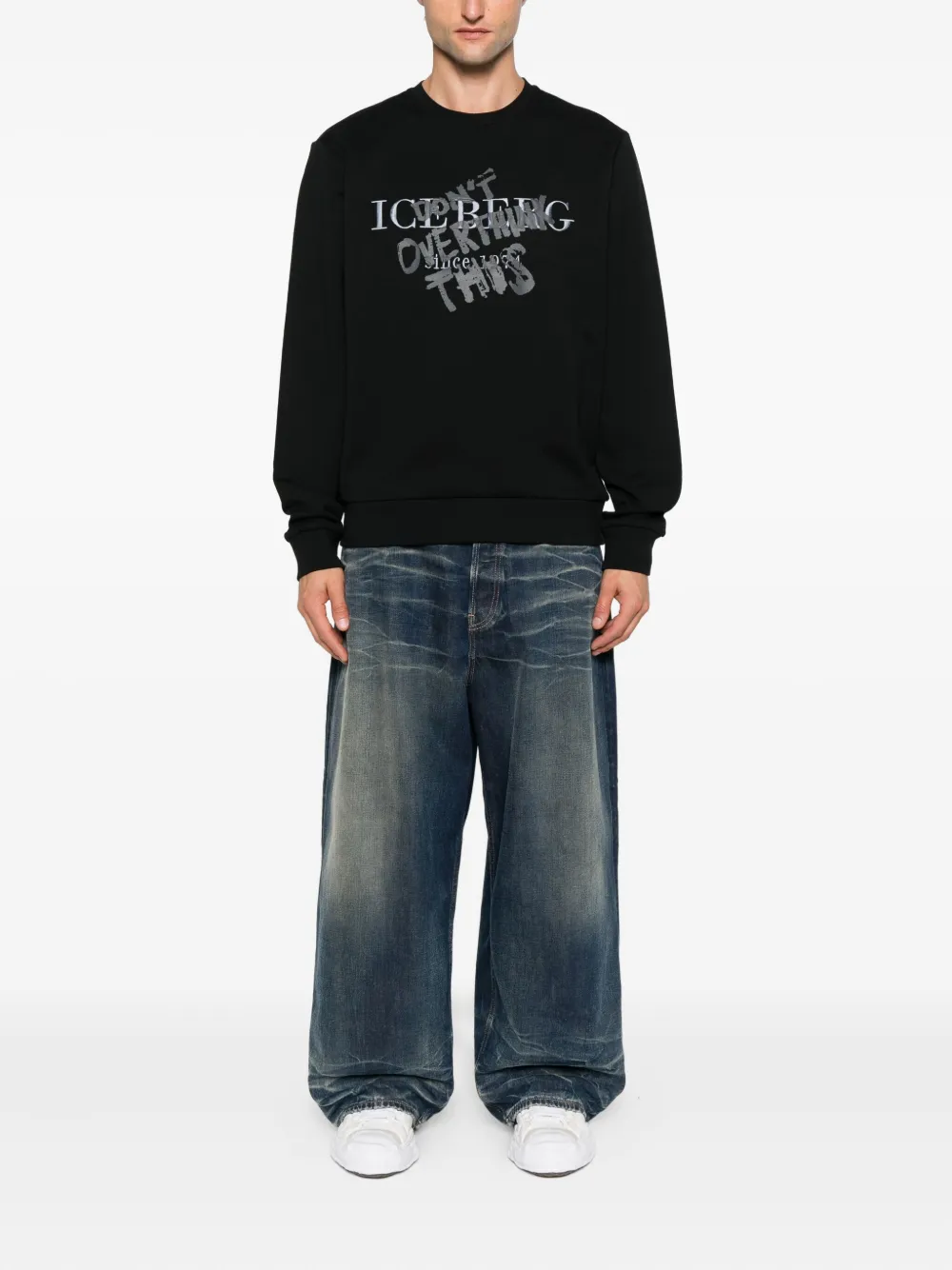 Iceberg logo-print cotton sweatshirt - Zwart