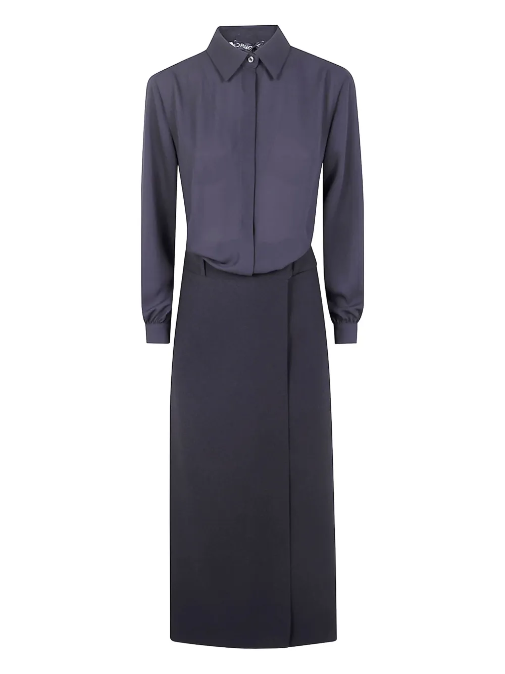 DRHOPE shirt-style wrap midi dress | Black | Image 1