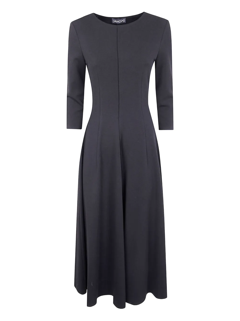 DRHOPE quarter-sleeve pleated midi dress | Black | Image 1