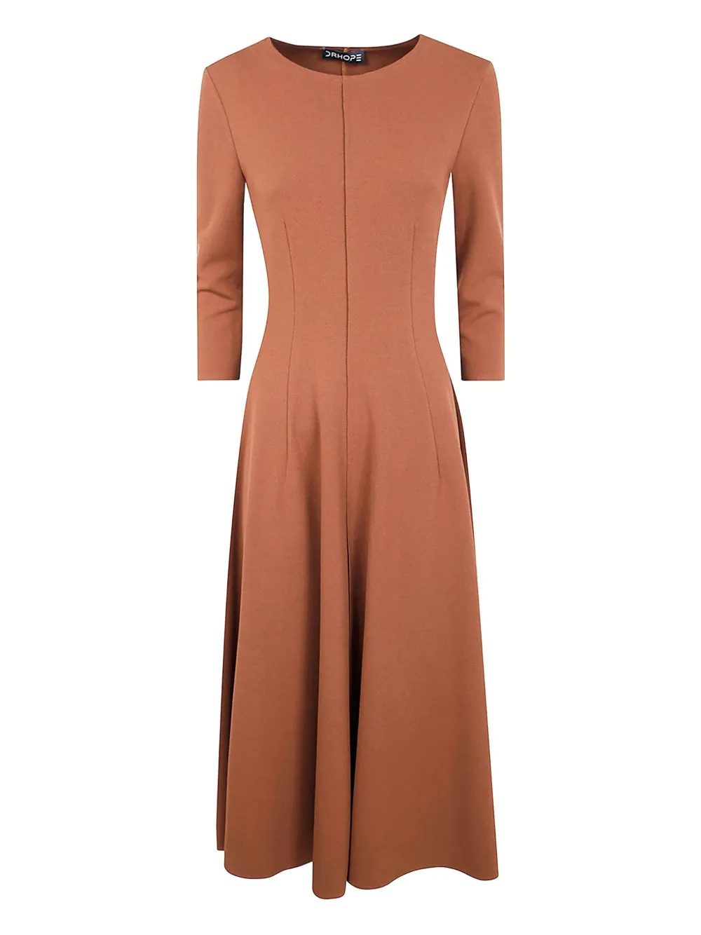 DRHOPE three-quarter sleeve flared dress | Brown | Image 1