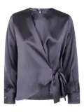 DRHOPE tie-front satin blouse - Black