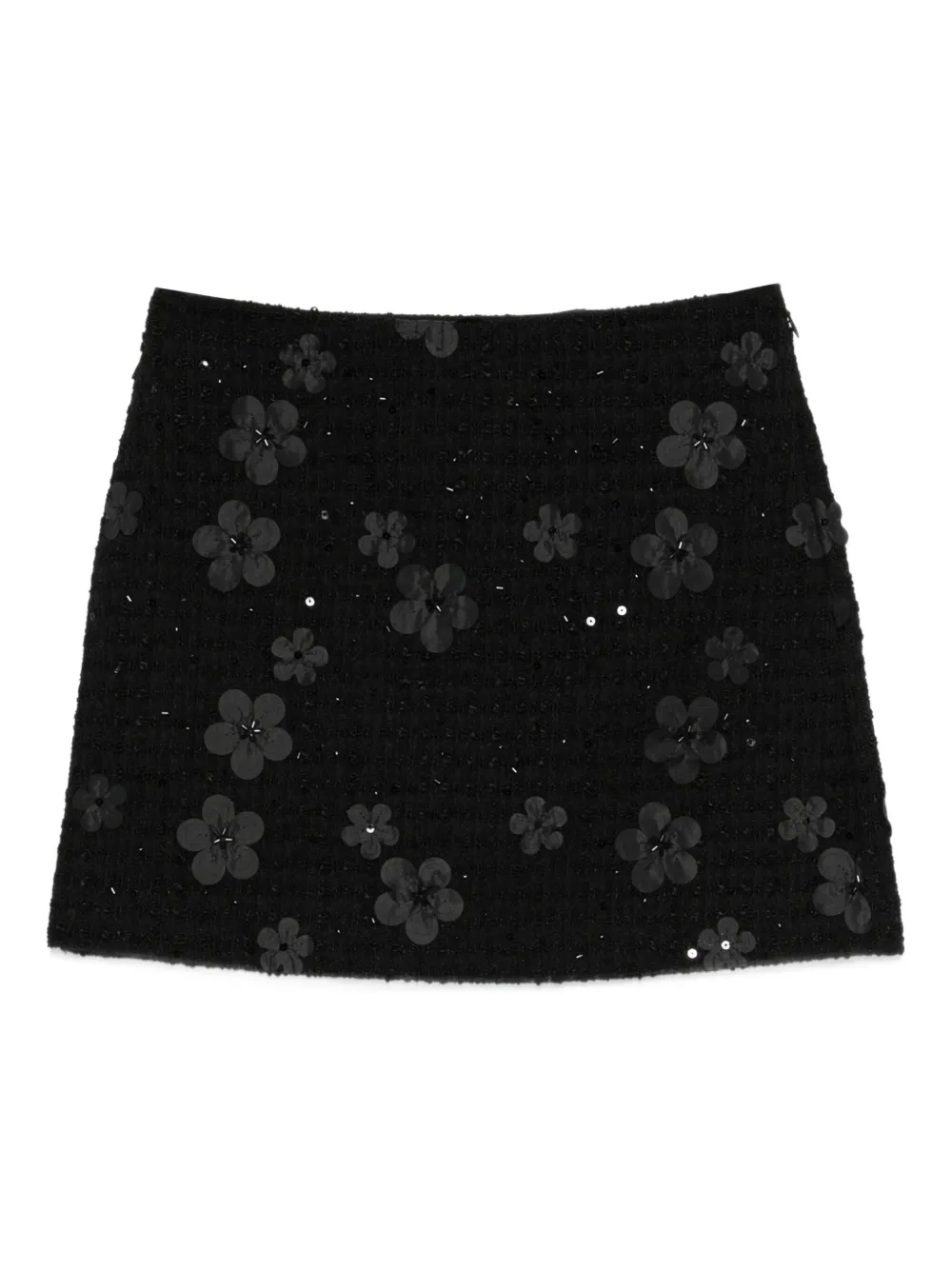 TWINSET Bouclé mini-rok verfraaid met bloemen Zwart